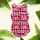 Pua Lei Magenta Gingham Tank Romper