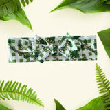 Green Plumeria Gingham Headband