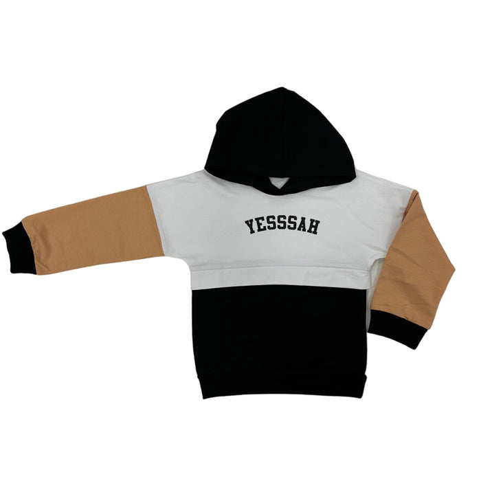 Yesssah Tri color Long sleeve hooded set