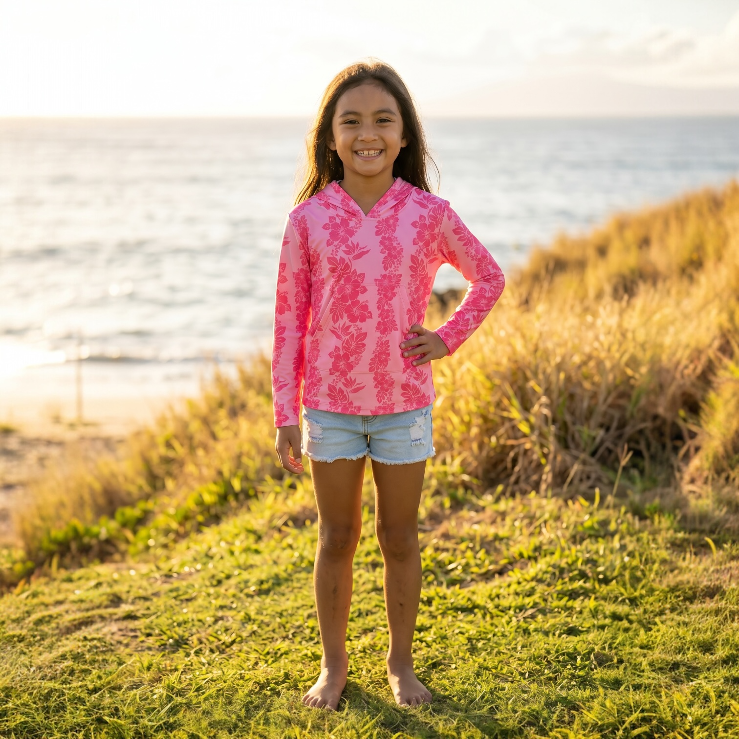 Pink Mauna Lani Dri Fit hooded Long sleeve - Sweet Sweet Honey Hawaii