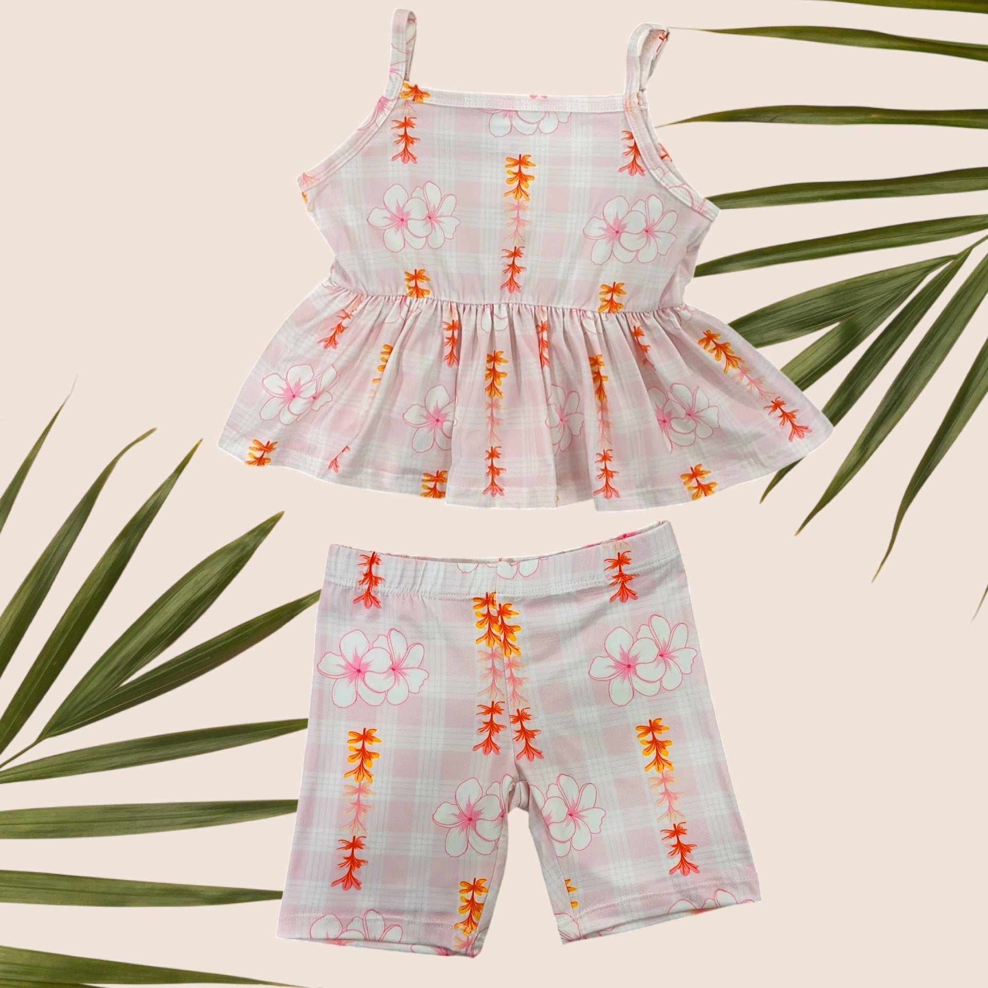 Pink Plumeria palaka| GG set - Sweet Sweet Honey Hawaii