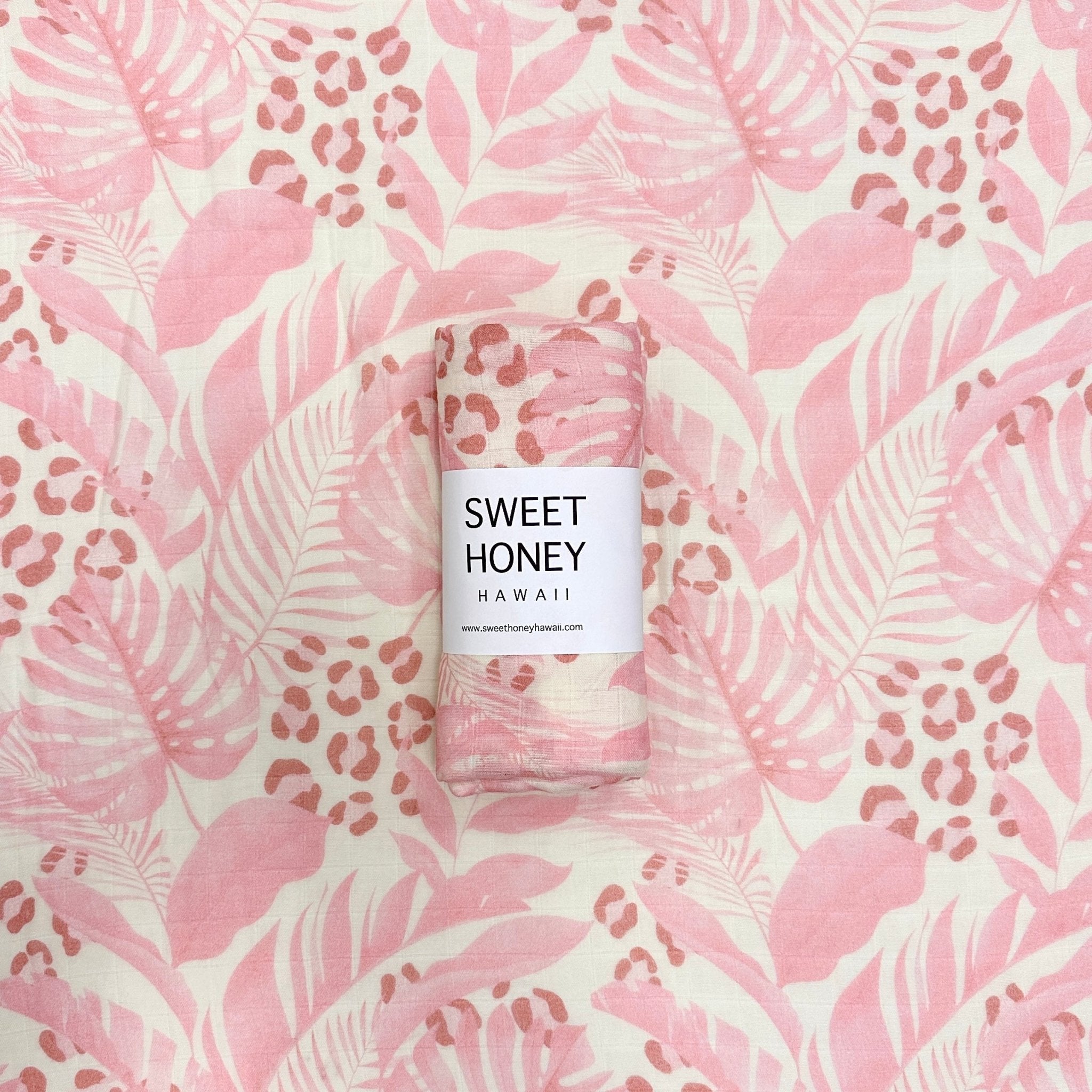 Pink Tropical Jungle Bamboo Swaddle Blanket - Sweet Sweet Honey Hawaii
