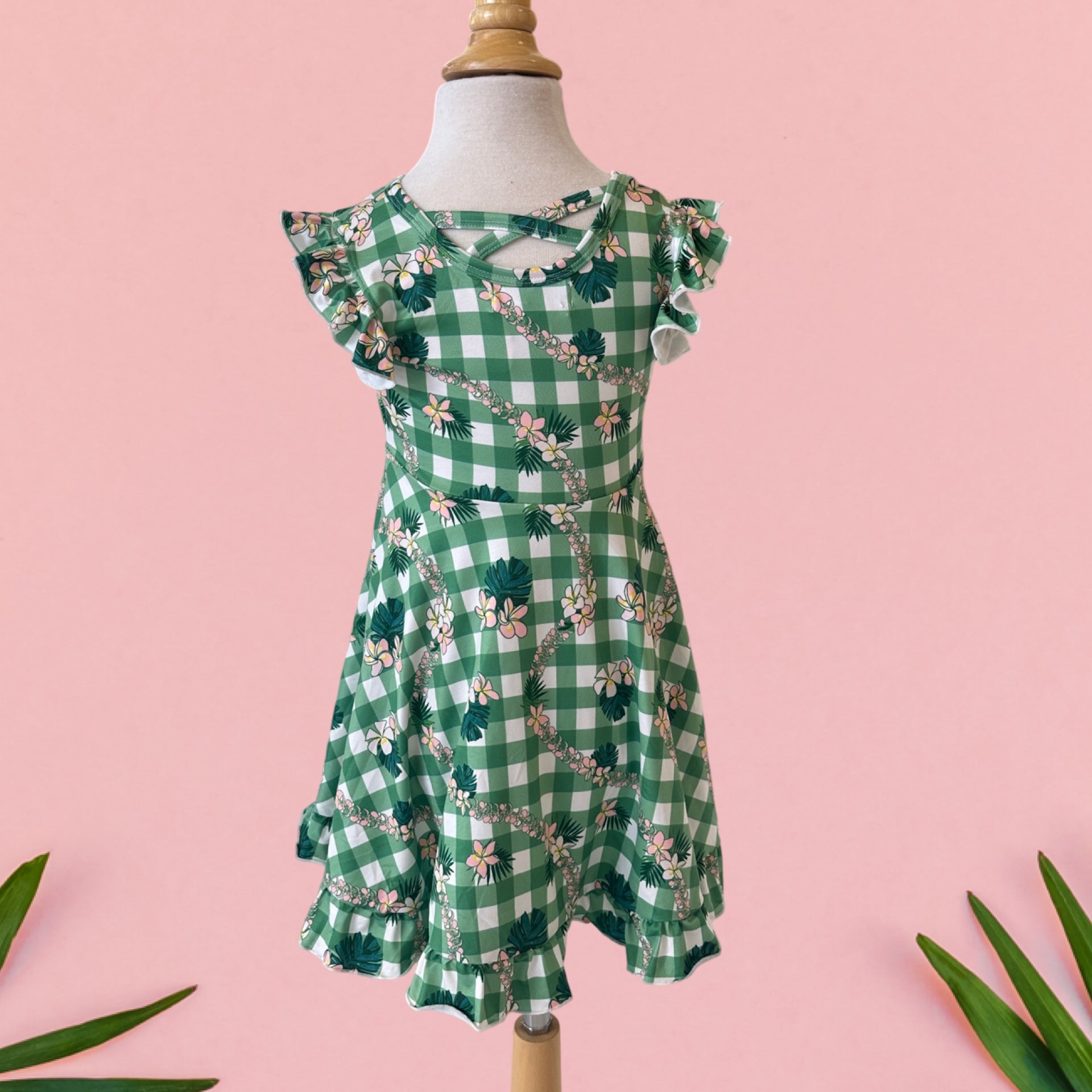 Plumeria Palaka Alayna Dress - Sweet Sweet Honey Hawaii