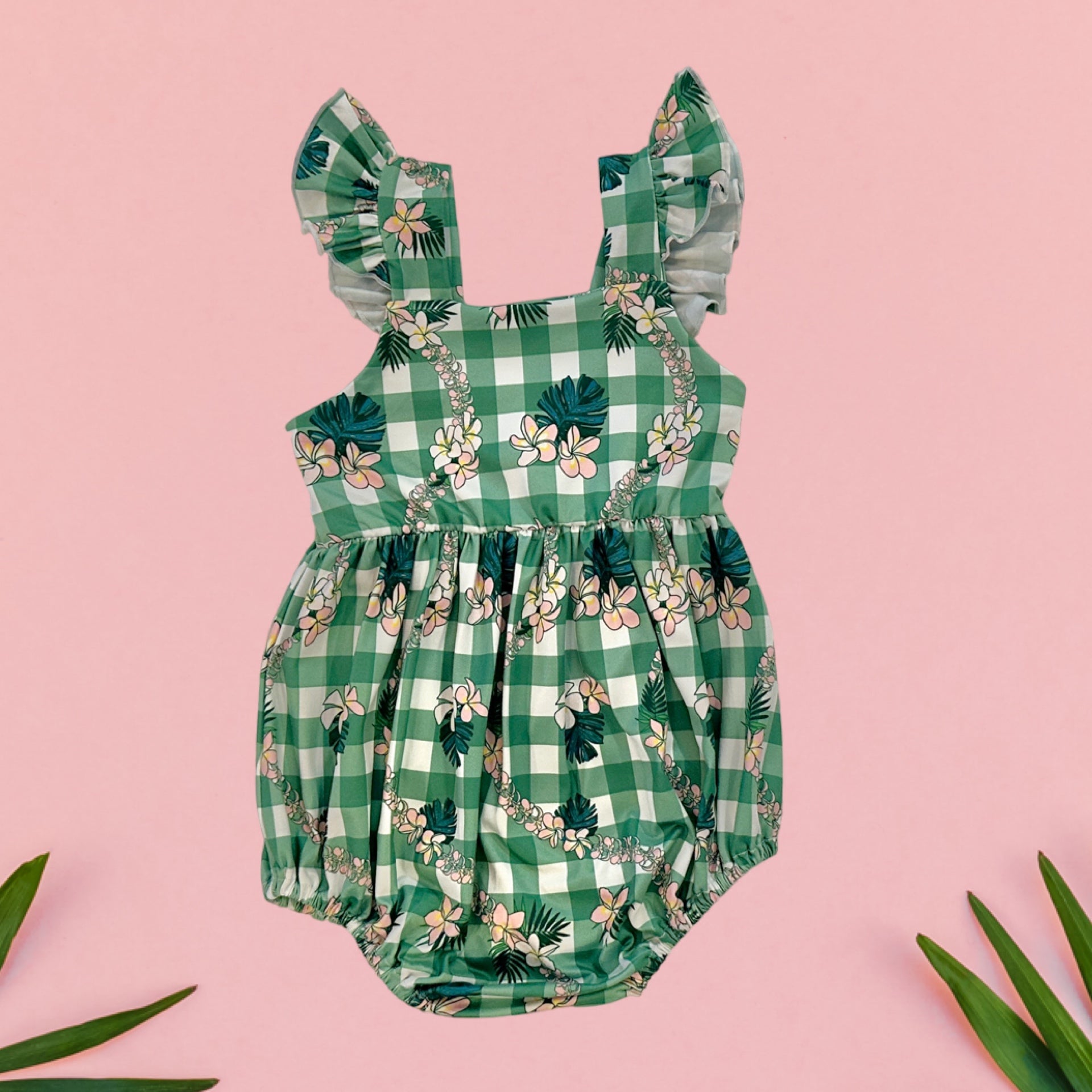 Plumeria Palaka Emma onesie - Sweet Sweet Honey Hawaii