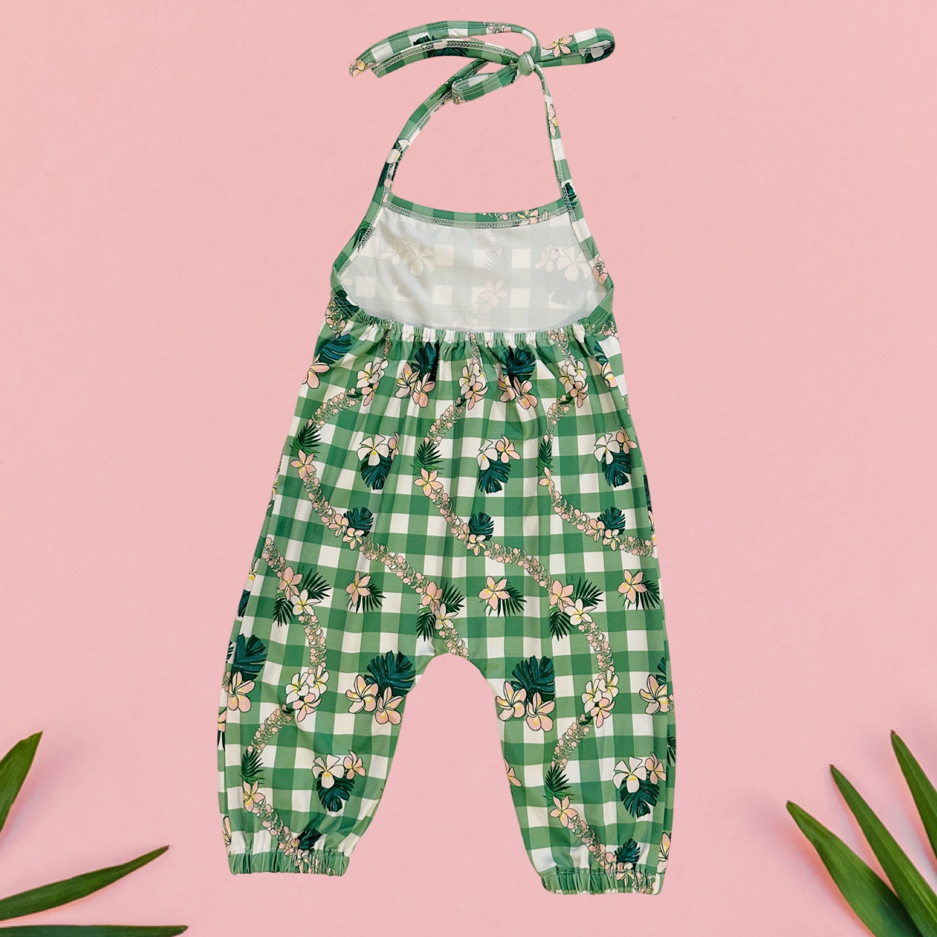 Plumeria Palaka Halter Jumpsuit - Sweet Sweet Honey Hawaii