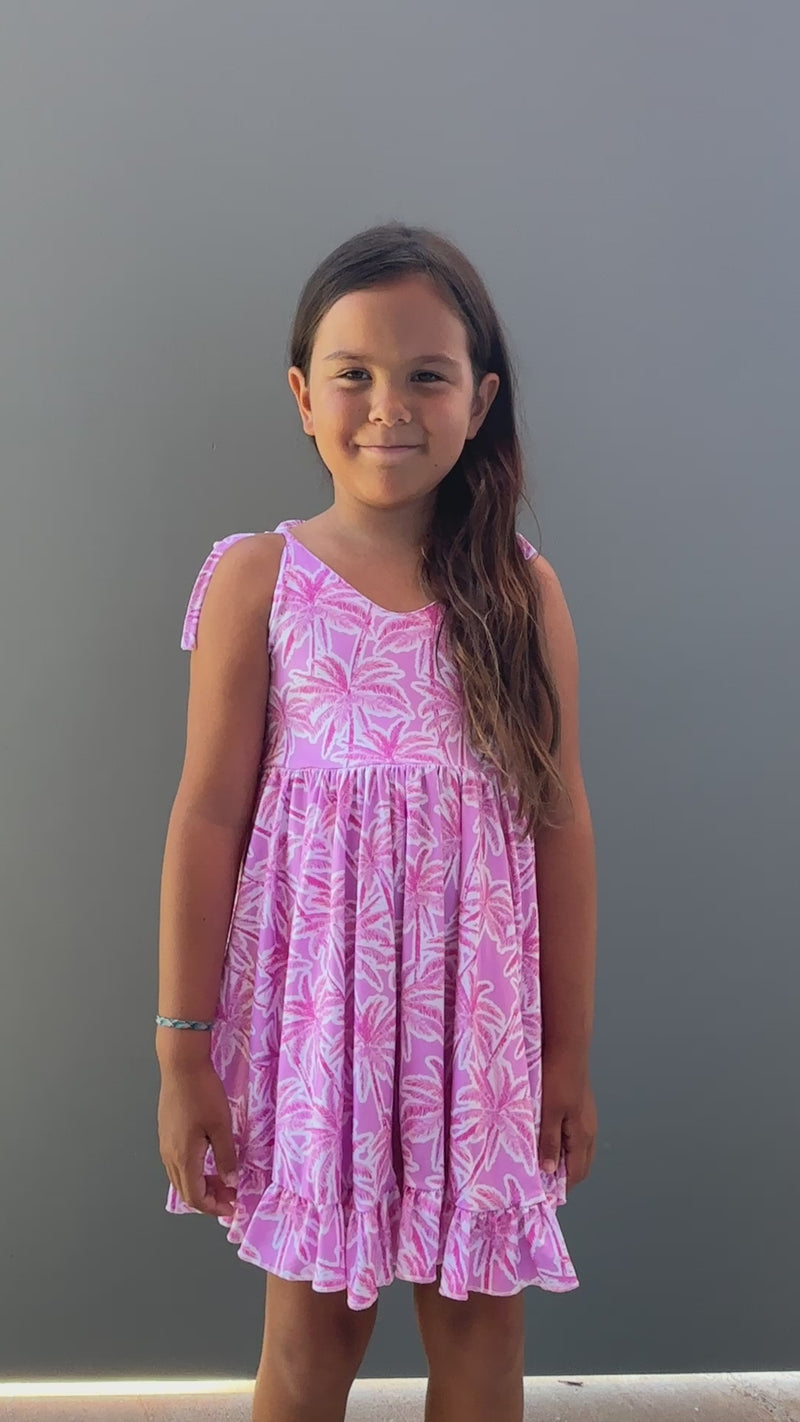 Palm tree | Purple Orchid Shoulder tie dress