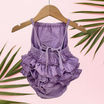 Purple Stardust and Aloha Ruffle Halter Romper - Sweet Sweet Honey Hawaii