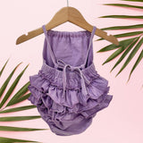 Purple Stardust and Aloha Ruffle Halter Romper - Sweet Sweet Honey Hawaii