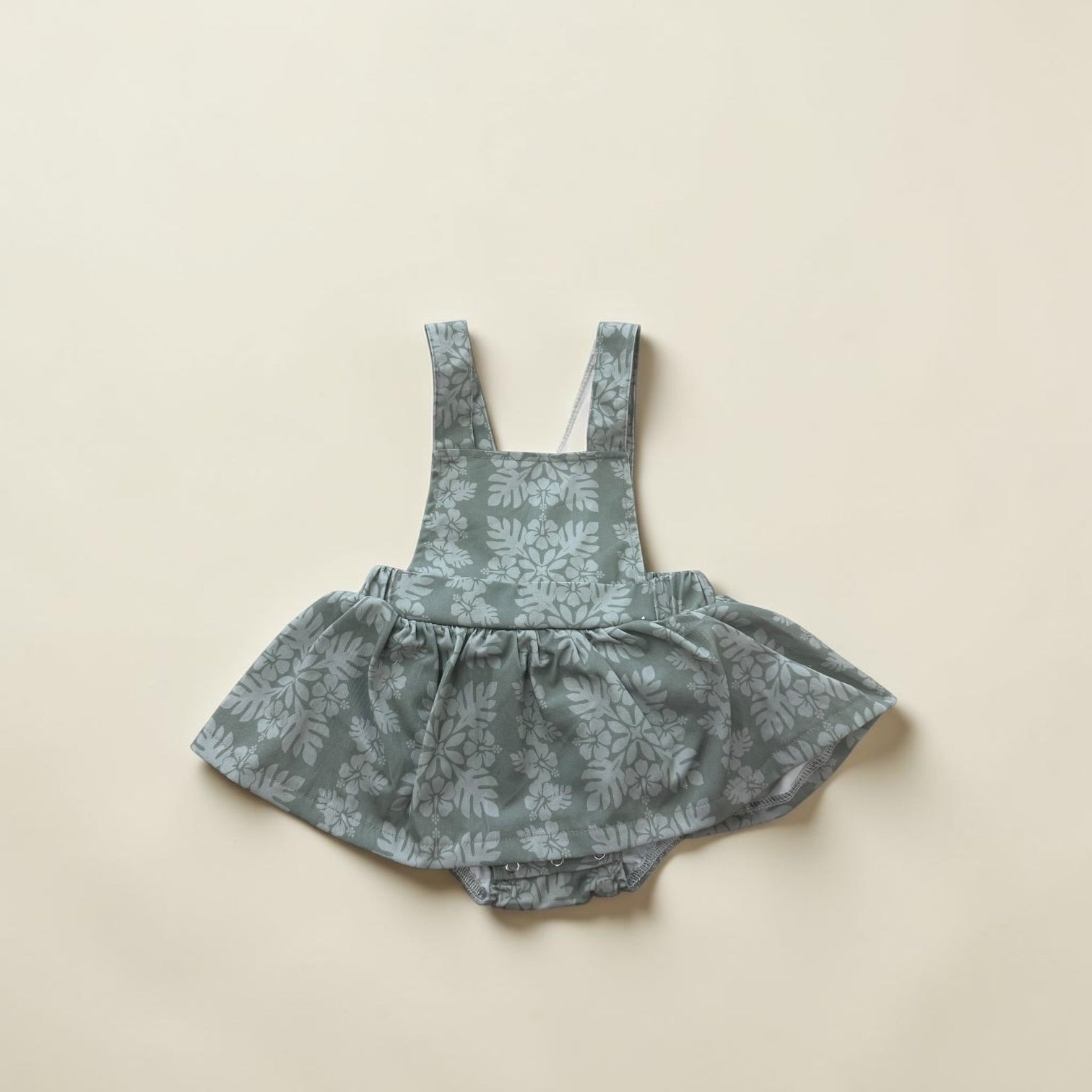Sage Green Denim Quilt Ruffled Onesie - Sweet Sweet Honey Hawaii