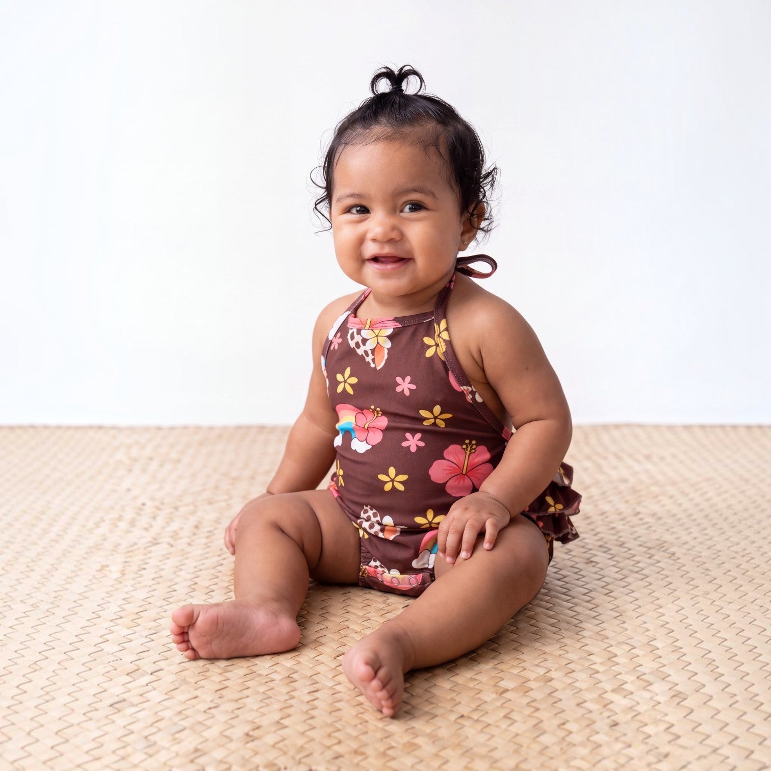 Rainbow and Seashells Ruffle Halter Romper