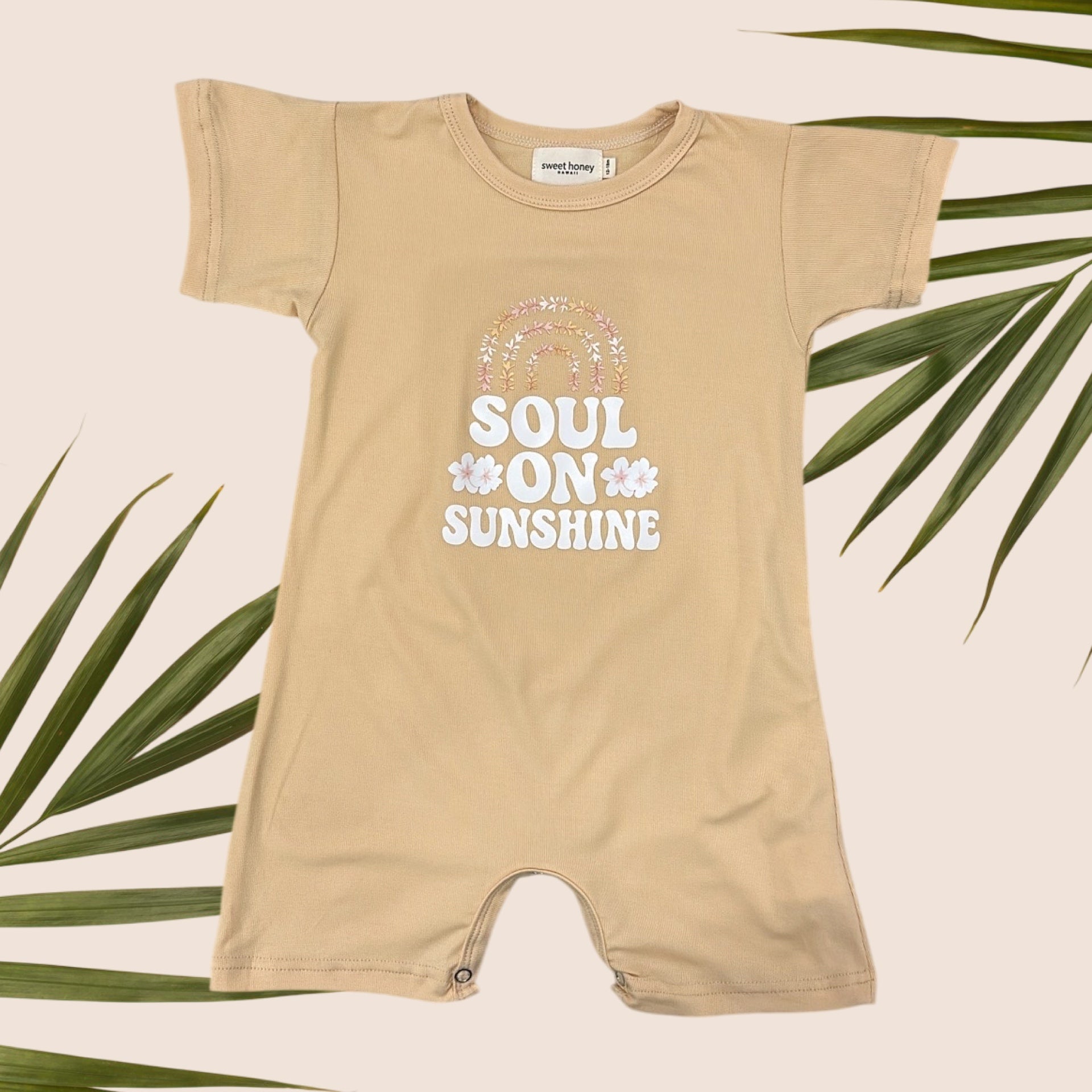 Soul On Sunshine Cream Tee jumpsuit - Sweet Sweet Honey Hawaii