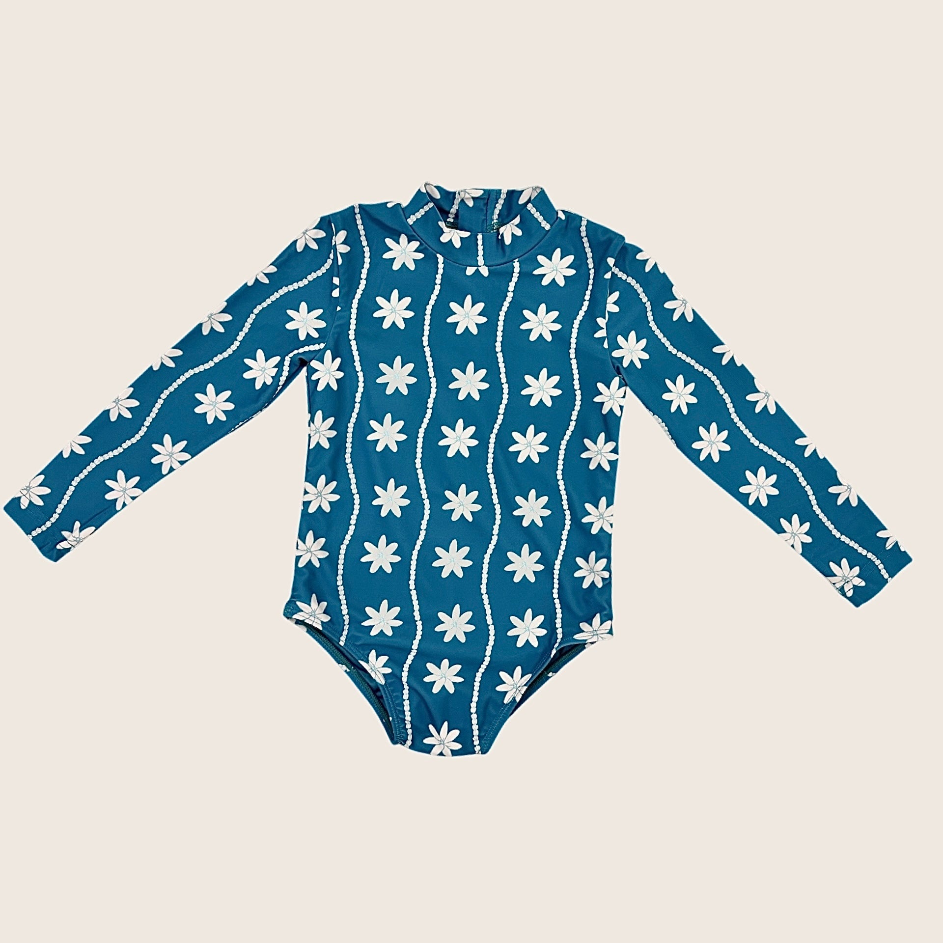 Teal Tiare Long Sleeve Swimsuit - Sweet Sweet Honey Hawaii
