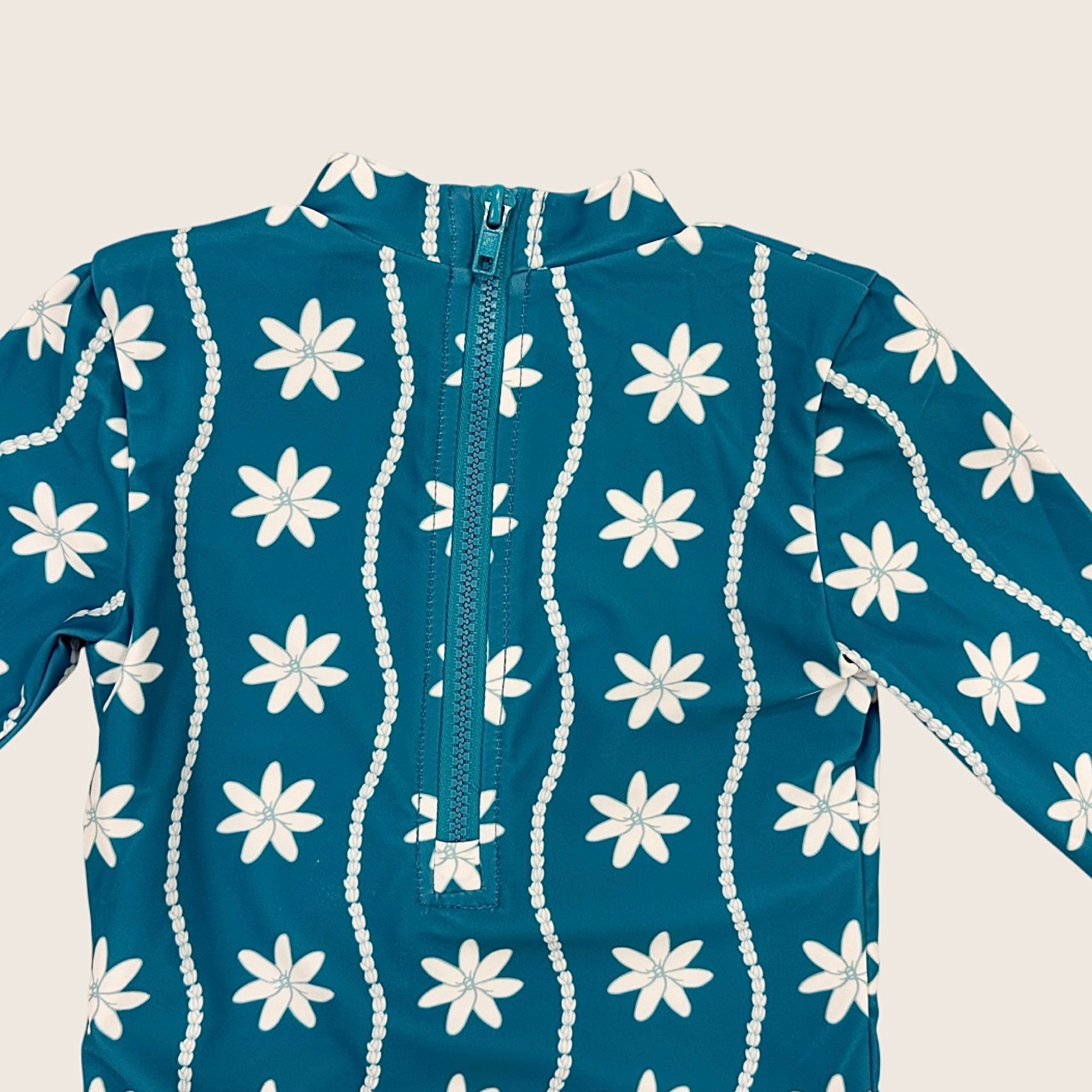 Teal Tiare Long Sleeve Swimsuit - Sweet Sweet Honey Hawaii