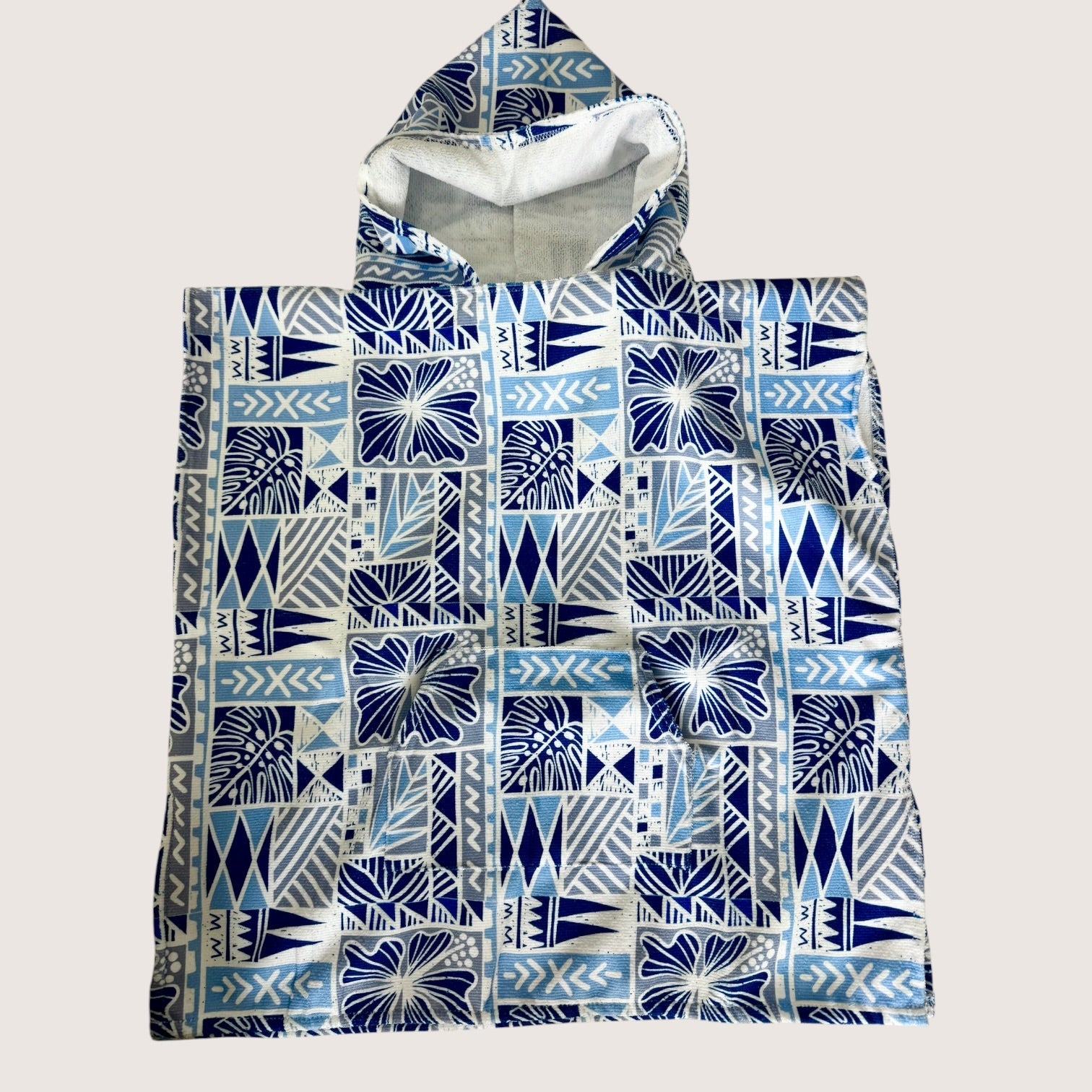 Teen Blue Tropical Kapa Hooded Towel - Sweet Sweet Honey Hawaii