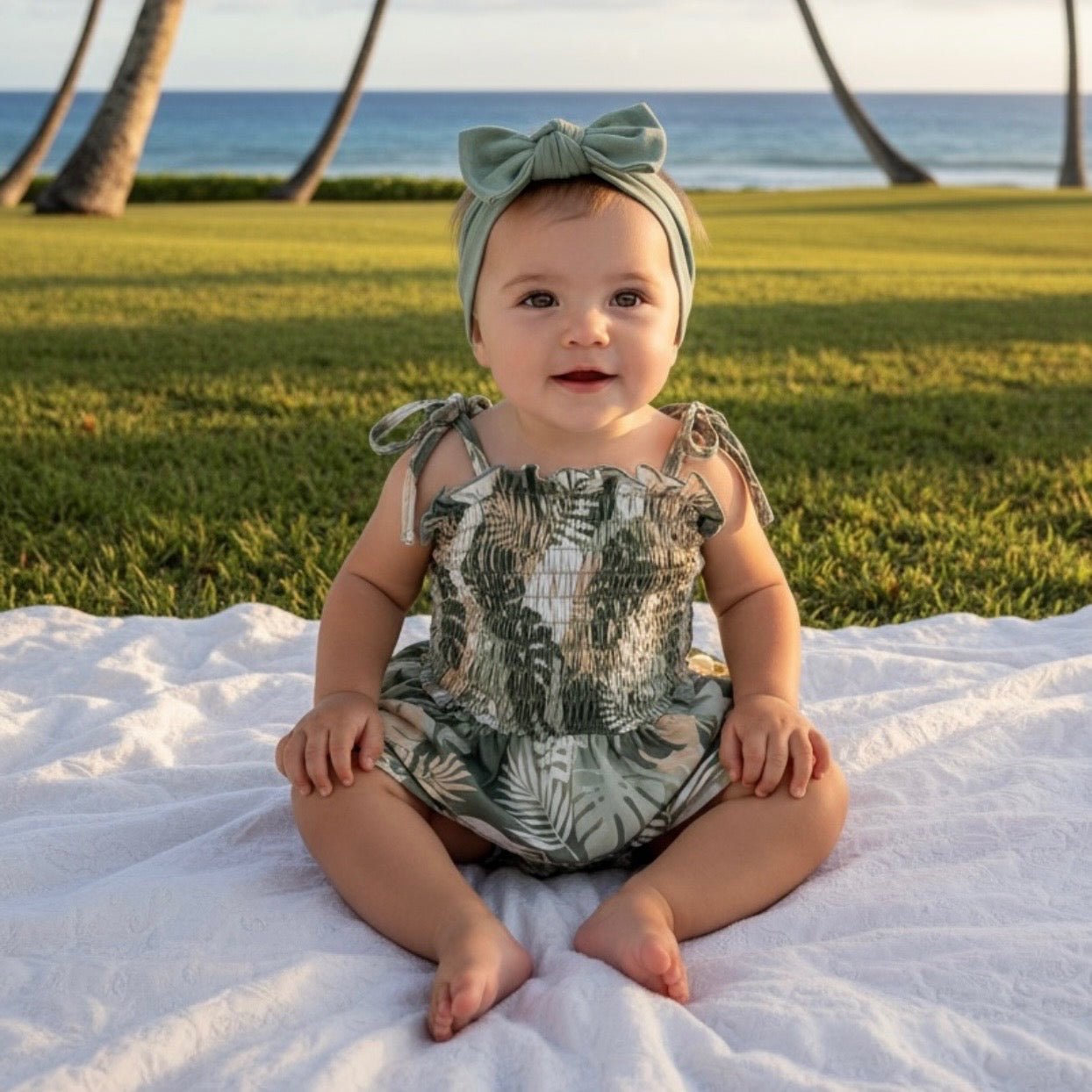 Tropical Monstera Melody Romper - Sweet Sweet Honey Hawaii