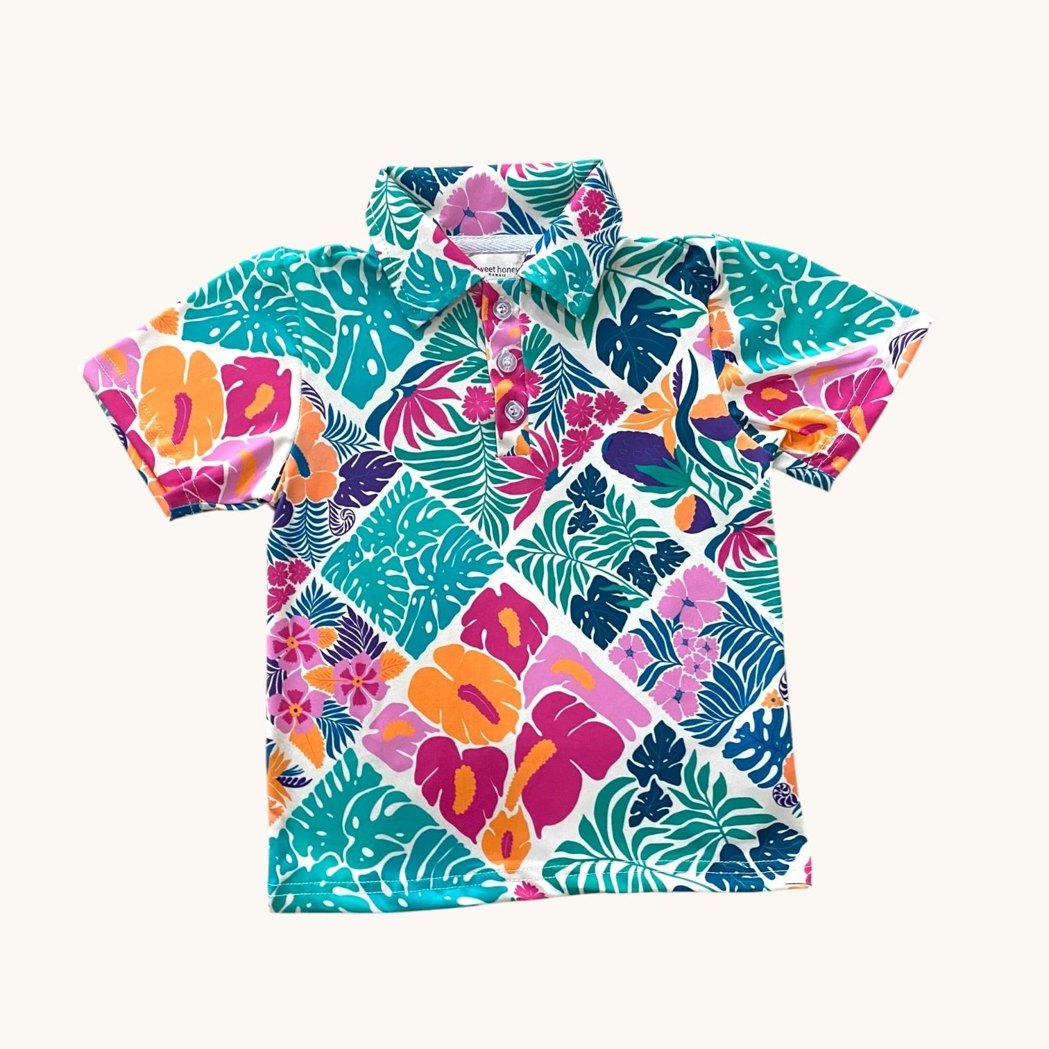 Tropical Muse Boys collared shirt - Sweet Sweet Honey Hawaii
