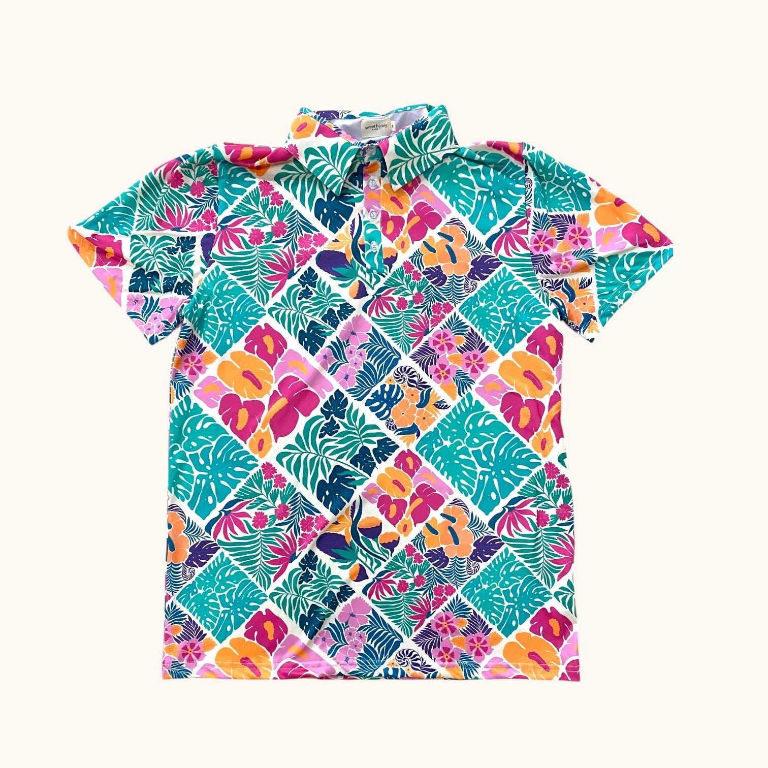 Tropical Muse Men's collared Shirt - Sweet Sweet Honey Hawaii