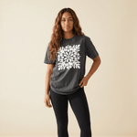 Womens Relax Hibiscus Quilt Tee (grey) - Sweet Sweet Honey Hawaii