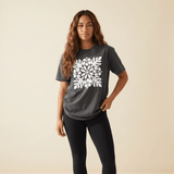Womens Relax Hibiscus Quilt Tee (grey) - Sweet Sweet Honey Hawaii