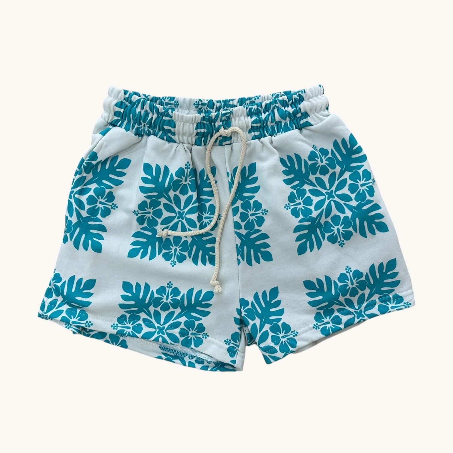 Women's White (Teal Quilt) Shorts - Sweet Sweet Honey Hawaii