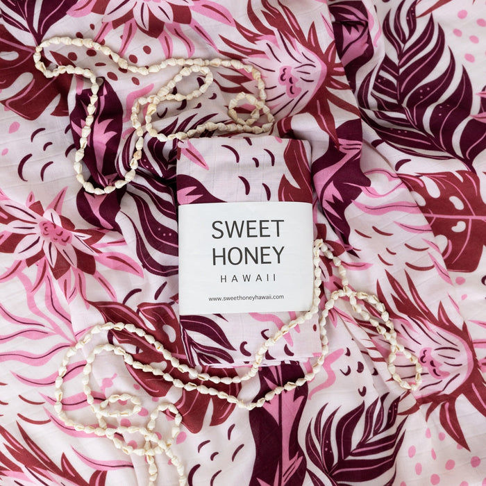 Cream Pahoa Bamboo Swaddle Blanket - Sweet Sweet Honey Hawaii