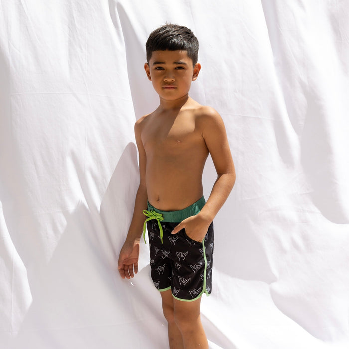 Eco-Friendly Forest Green Shaka Boardies - Sweet Sweet Honey Hawaii