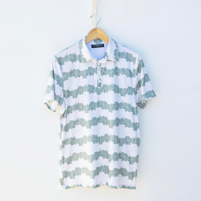 Gardenia Cream Men's Collared Shirt - Sweet Sweet Honey Hawaii