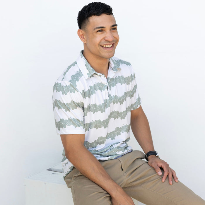 Gardenia Cream Men's Collared Shirt - Sweet Sweet Honey Hawaii