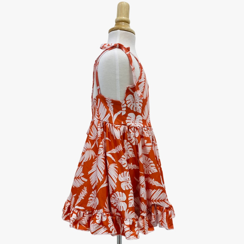 Sunset Palm Shoulder Tie Dress