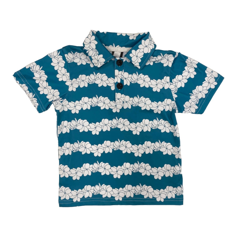 Gardenia Lei Teal Collared Shirt