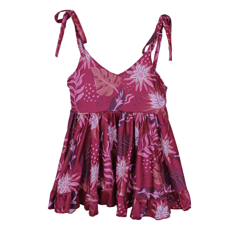 Maroon Pahoa New tie Dress - Sweet Sweet Honey Hawaii
