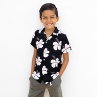 Midnight Hibiscus Button down Collared Shirt - Sweet Sweet Honey Hawaii