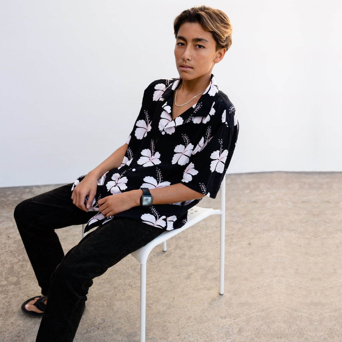 Midnight Hibiscus Button Down Shirt - Sweet Sweet Honey Hawaii