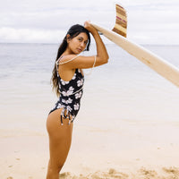 Midnight Hibiscus One piece Scrunch Bikini - Sweet Sweet Honey Hawaii