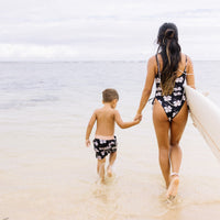 Midnight Hibiscus One piece Scrunch Bikini - Sweet Sweet Honey Hawaii