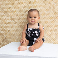 Midnight Hibiscus Xback Ruffled onesie - Sweet Sweet Honey Hawaii