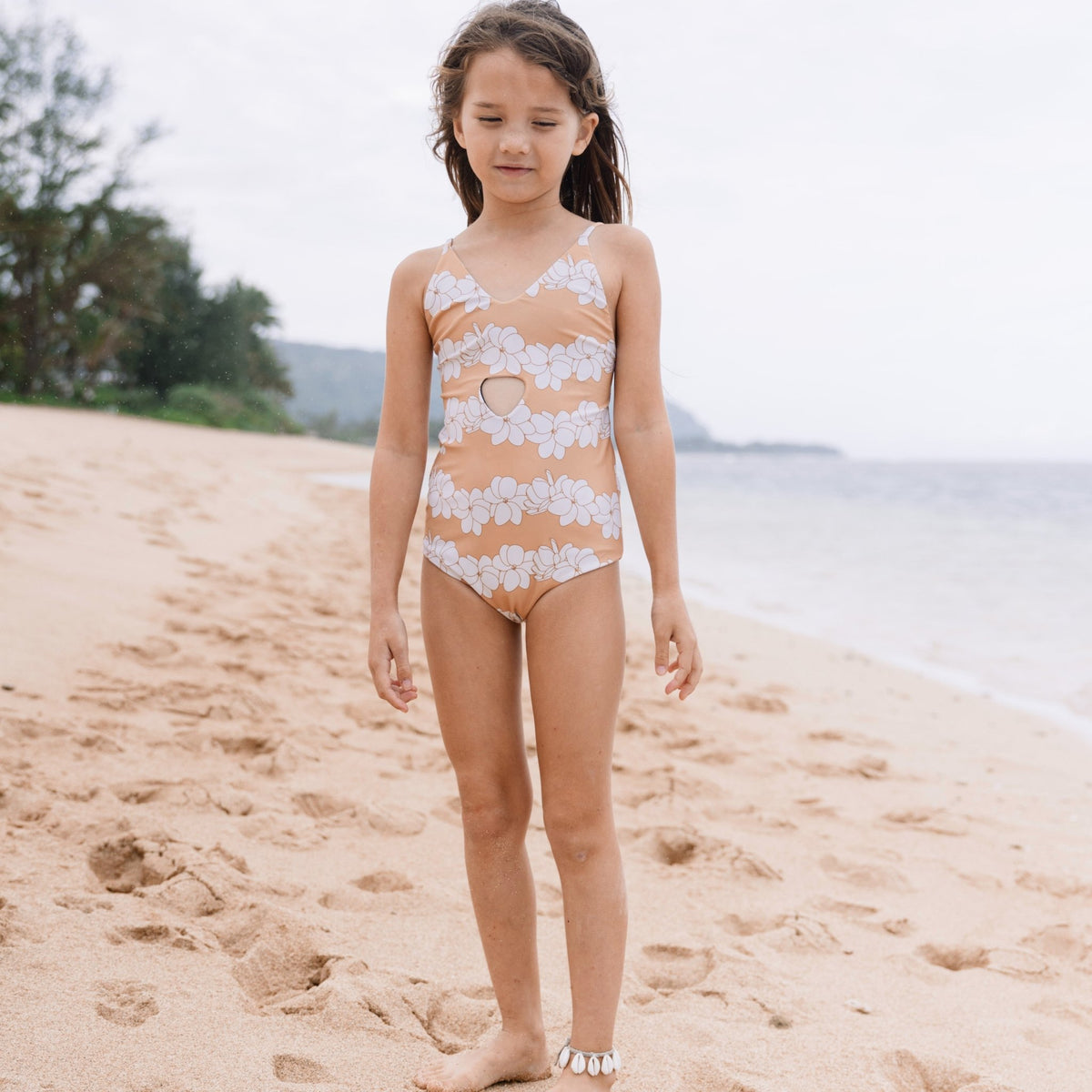 Midnight Hibiscus/Sandy Gardenia Peek-a-Boo reversible Swimsuit - Sweet Sweet Honey Hawaii