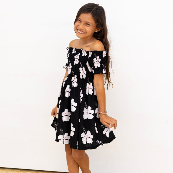 Off The Shoulder Midnight Hibiscus Dress - Sweet Sweet Honey Hawaii