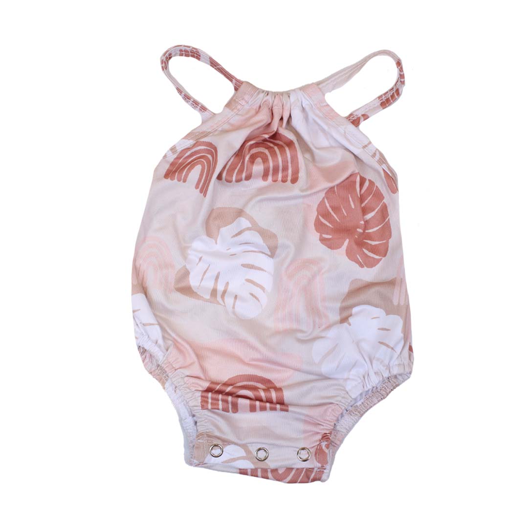 Rainbow Monstera Halter Romper - Sweet Sweet Honey Hawaii