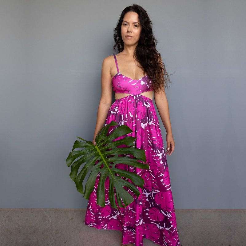 Ruby Monstera Nikki Dress - Sweet Sweet Honey Hawaii
