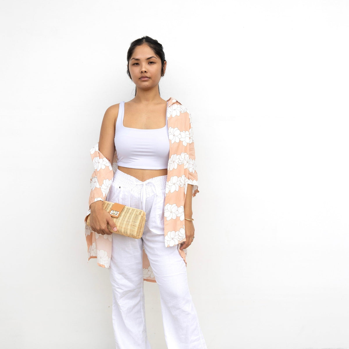 unisex Sandy Gardenia Button Down Shirt - Sweet Sweet Honey Hawaii