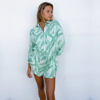 Women's Banana Leaf Collared Romper - Sweet Sweet Honey Hawaii