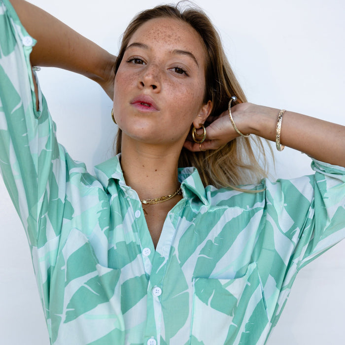 Women's Banana Leaf Collared Romper - Sweet Sweet Honey Hawaii