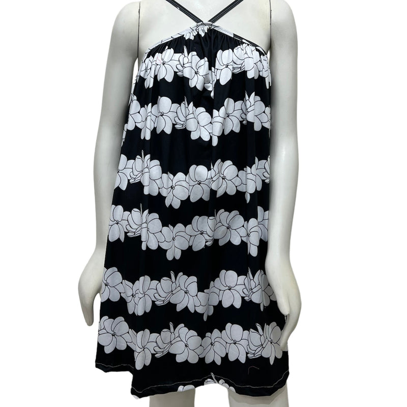 Women's Black Gardenia lei Halter Dress - Sweet Sweet Honey Hawaii