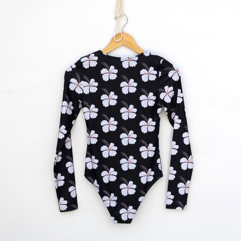 Women's Midnight Hibiscus Long Sleeve Bikini - Sweet Sweet Honey Hawaii