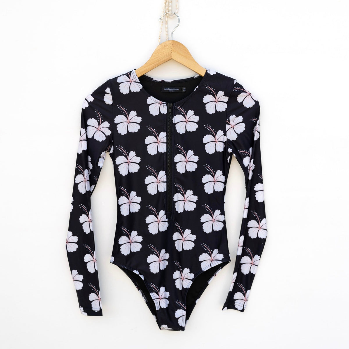 Women's Midnight Hibiscus Long Sleeve Bikini - Sweet Sweet Honey Hawaii