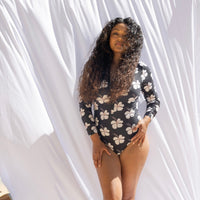 Women's Midnight Hibiscus Long Sleeve Bikini - Sweet Sweet Honey Hawaii